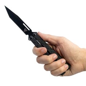 9-ball-bearing-g10-butterfly-knife-with-tanto-blade (Option: Black)