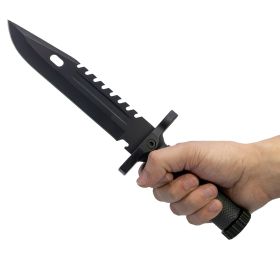 12-5-fixed-blade-survival-knife-with-sheath-fire-starter-sharpening-rod (Option: Black)