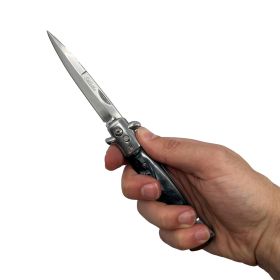 elitedge-automatic-knife (Option: Wood/Silver)
